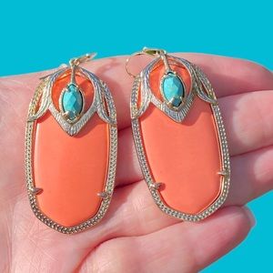 EUC Kendra Scott Darby Gold Coral Turquoise Earrings